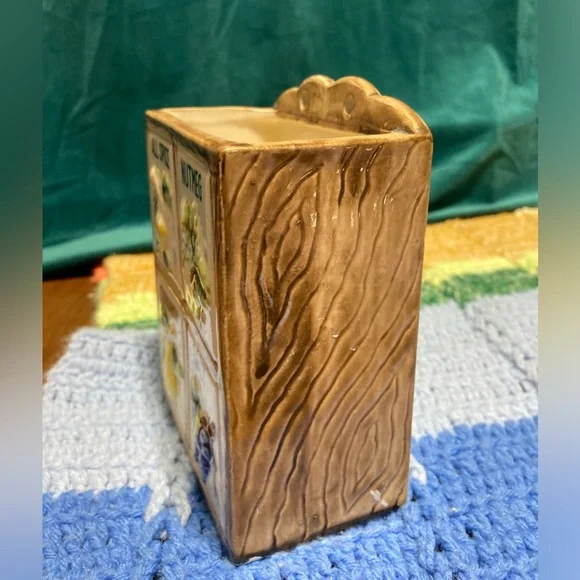 Ceramic Wall Pocket Spice Graphics Kitchen Vintage Kitschy Organizer - Picture 5 of 14